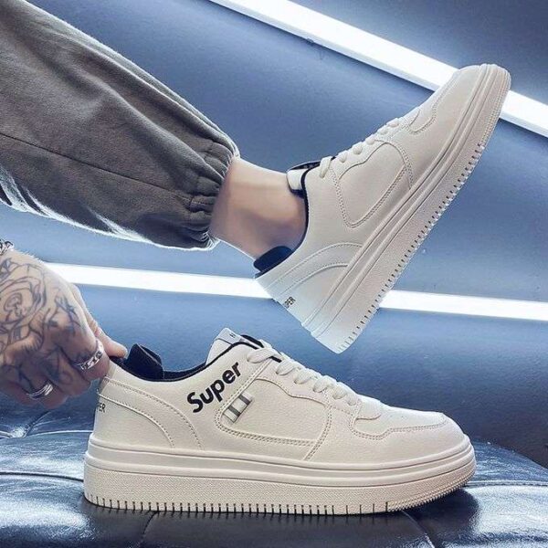 BLWOENS Fashion Lace Up Sneakers Men's Shoes-White