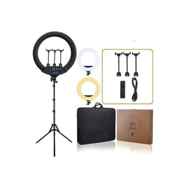 LED Ring Light With 3 Cell Phone Holders And A Free Tripod Stand - Black, White