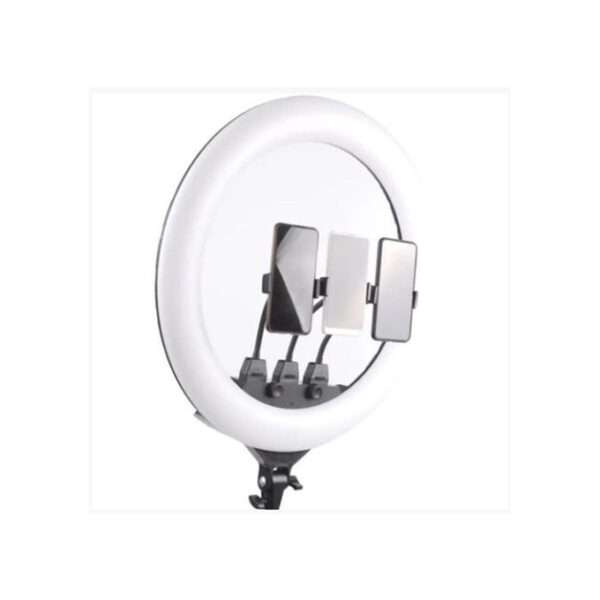 LED Ring Light With 3 Cell Phone Holders And A Free Tripod Stand - Black, White - Image 3