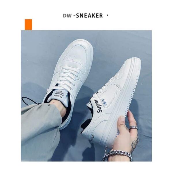BLWOENS Fashion Lace Up Sneakers Men's Shoes-White - Image 4