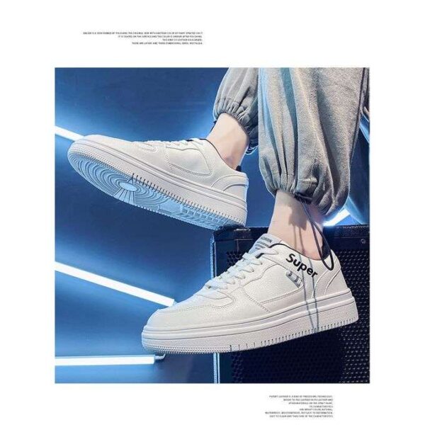 BLWOENS Fashion Lace Up Sneakers Men's Shoes-White - Image 2